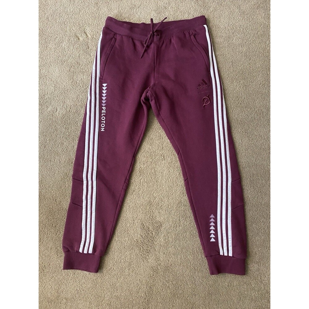 Adidas Peloton Burgundy Fleece Joggers 3-Stripe Retro 90’s Women’s Size L